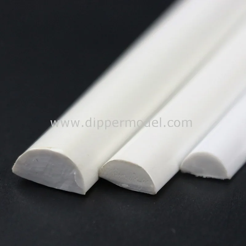 1~10mm diameter ABS plastic Semi-circular bars&rods for architectural model making materials