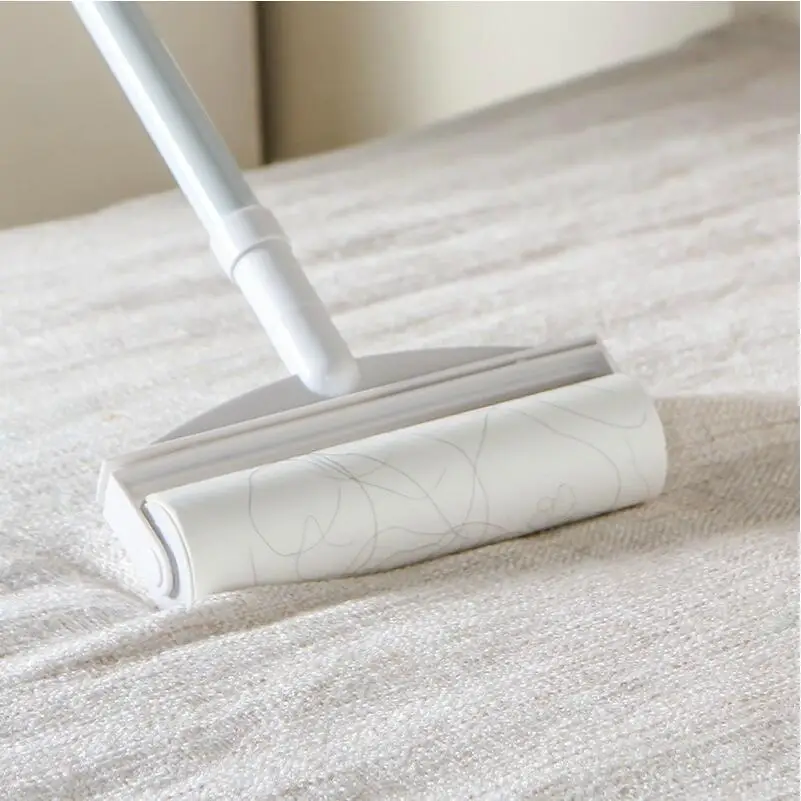 Durable Pet Hair Sticky Elastic Long Handle Lint Roller Mop With one Roller for inside kitchen bedroom