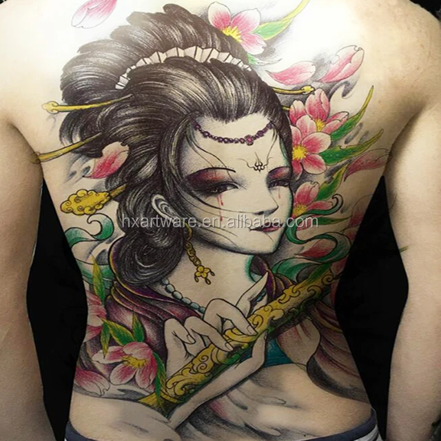 
Full back and full arm sleeve temporary tattoo sticker with stock designs 