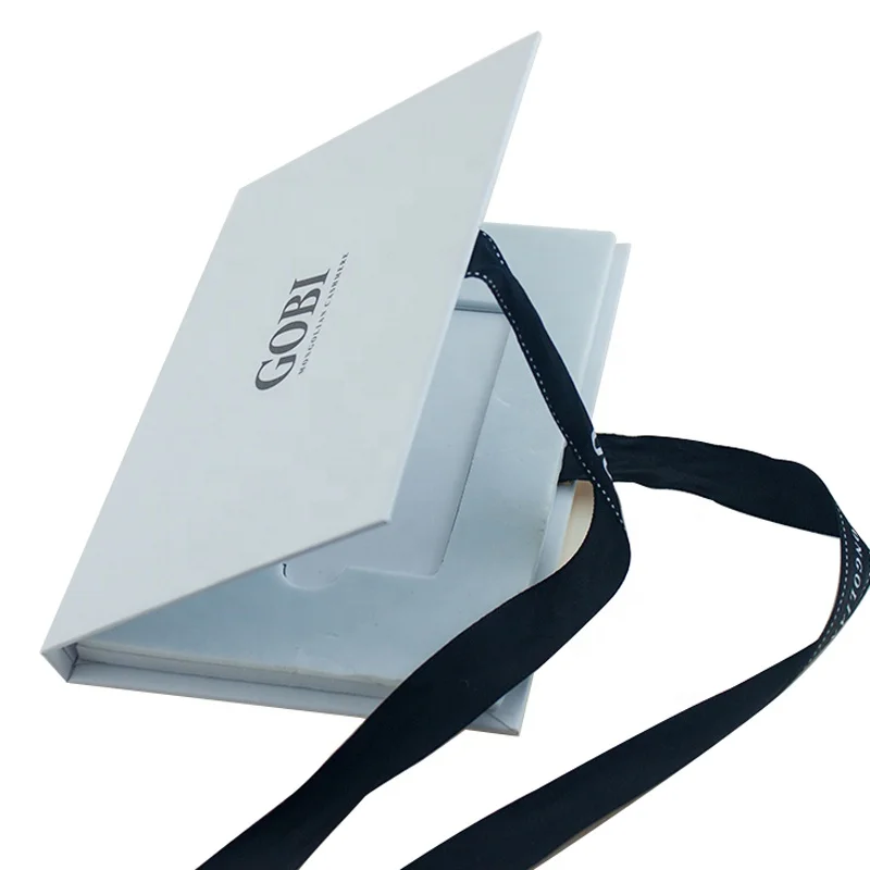 Экологически чистый китайский поставщик, экологически чистая печать логотипа на заказ, упаковка для кредитных карт, складная коробка с лентой