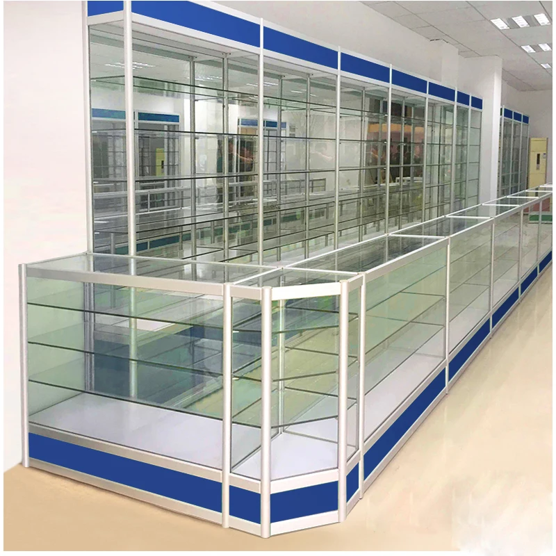 pharmacy display counter showcase/pharmacy green cross led display