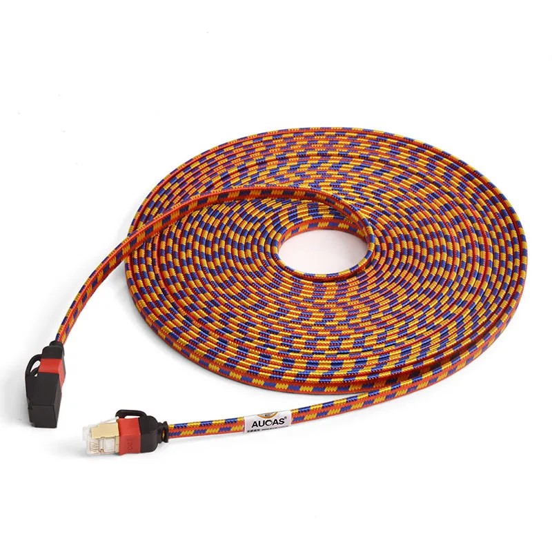 Golden Flat Ethernet Cable RJ45 cat 7 network cable for office network