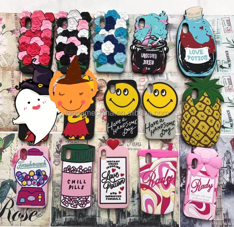 New Fashion Cute Cartoon Design For iPhone X Case Hot Trendy Chic Cool 3D Soft Rubber Silicone Cover For iPhone X