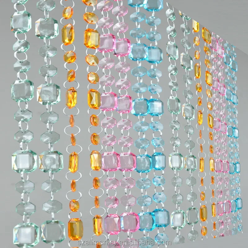 9.2m long luxury acrylic crystal octagon l bead curtain for events and wedding decoration