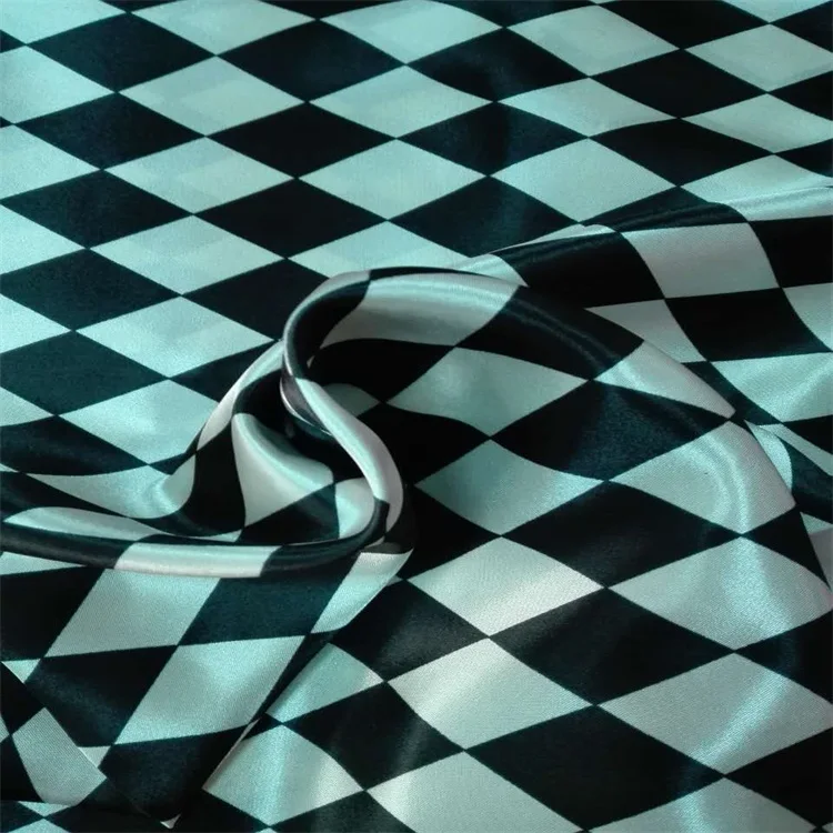 50D*75D poly diamond-type lattice printed satin fabric