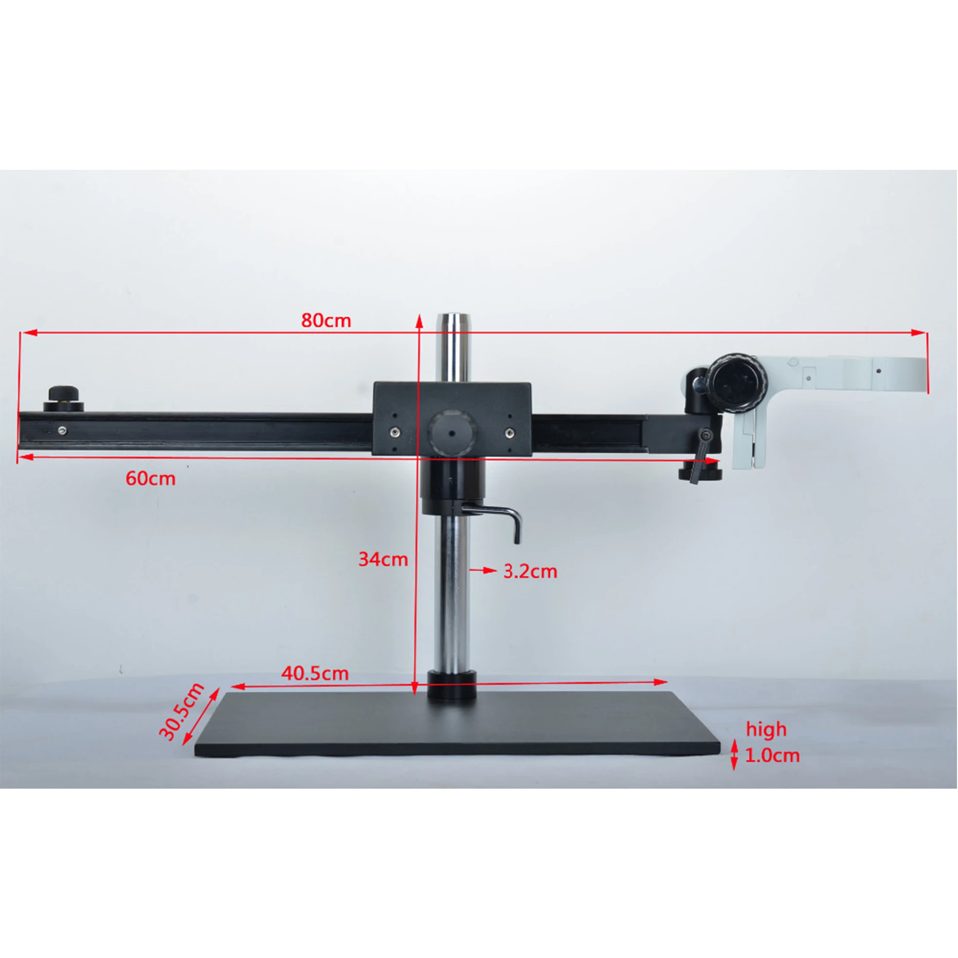 Big Size Heavy Duty Adjustable Boom Large Stereo Arm Table Stand 76mm Ring Holder For Lab Industry Microscope Camera