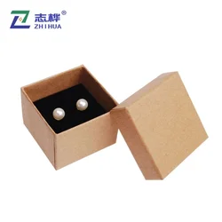 Simple Design Earrings Box Eco-friendly Kraft Paper Jewelry Packaging Customized Logo Ring Case