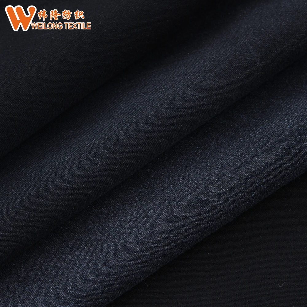 Black color and black backside chambray denim fabric for woman skinny jeans in cheap price