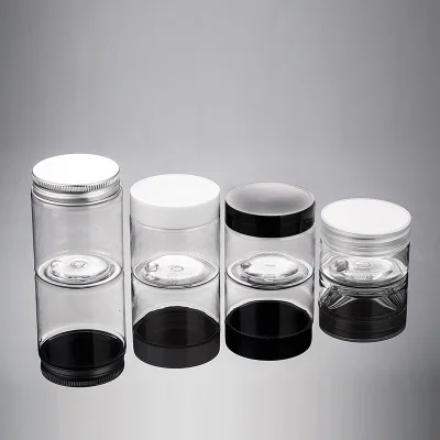 Aluminum cover small empty bottle 5oz 200l 250ml 10oz 400ml 450ml 500ml 20oz 800ml 1000ml PET plastic wide mouth cosmetic jar