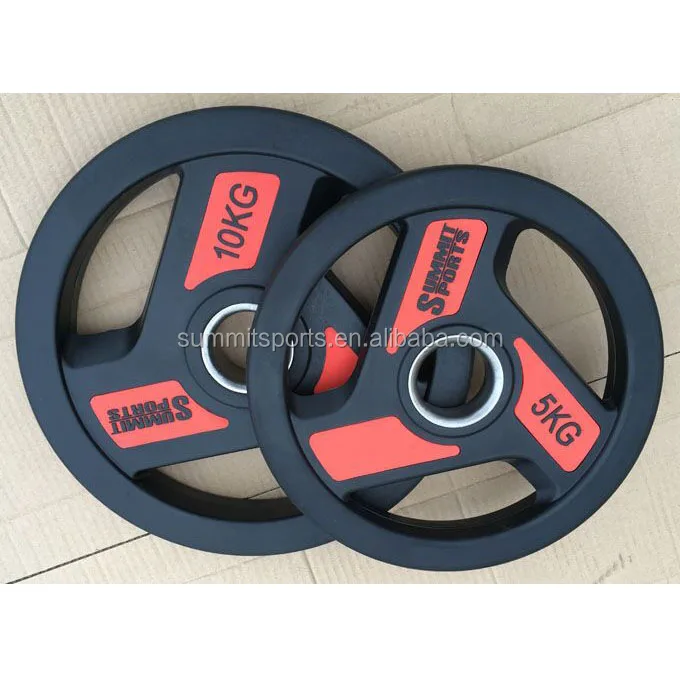 Популярные черные полиуретановые/резиновые пластины с тремя ручками для тренажерного зала