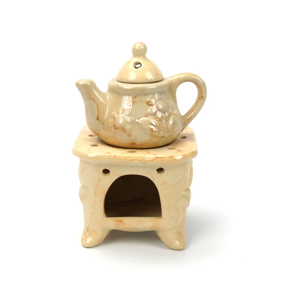 ceramic tea pot shaped incense burner,dismountable oil burner