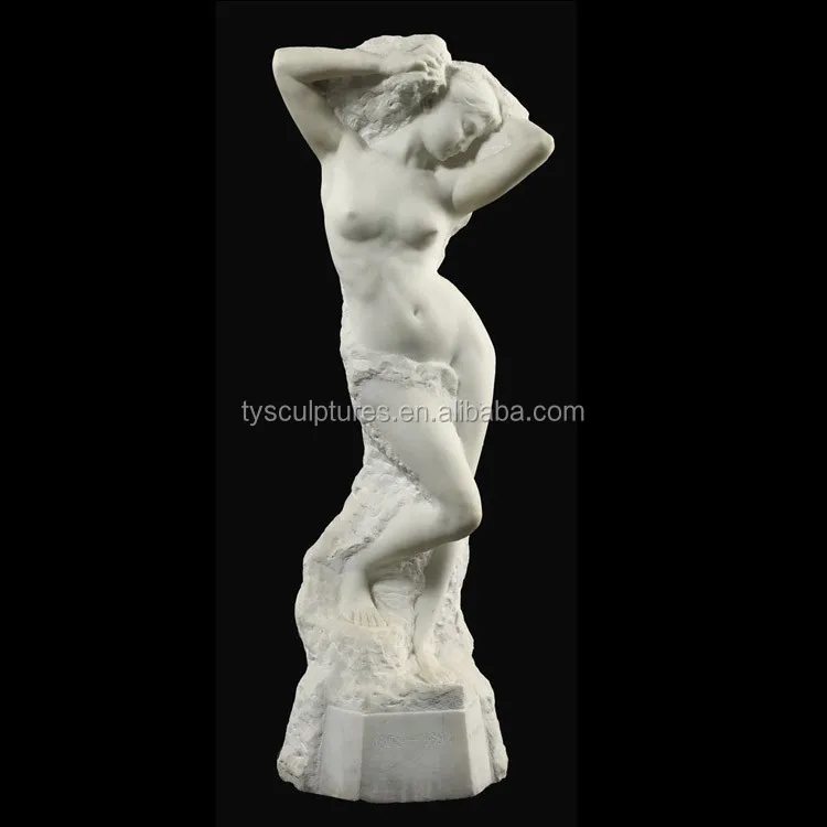 Western stone figure statue modern human nude woman girl marble sculpture