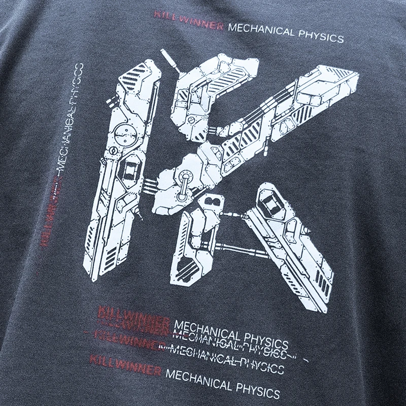 Killwinner new spring and autumn tide hip hop tops men women long sleeve print pockets casual sports tshirts