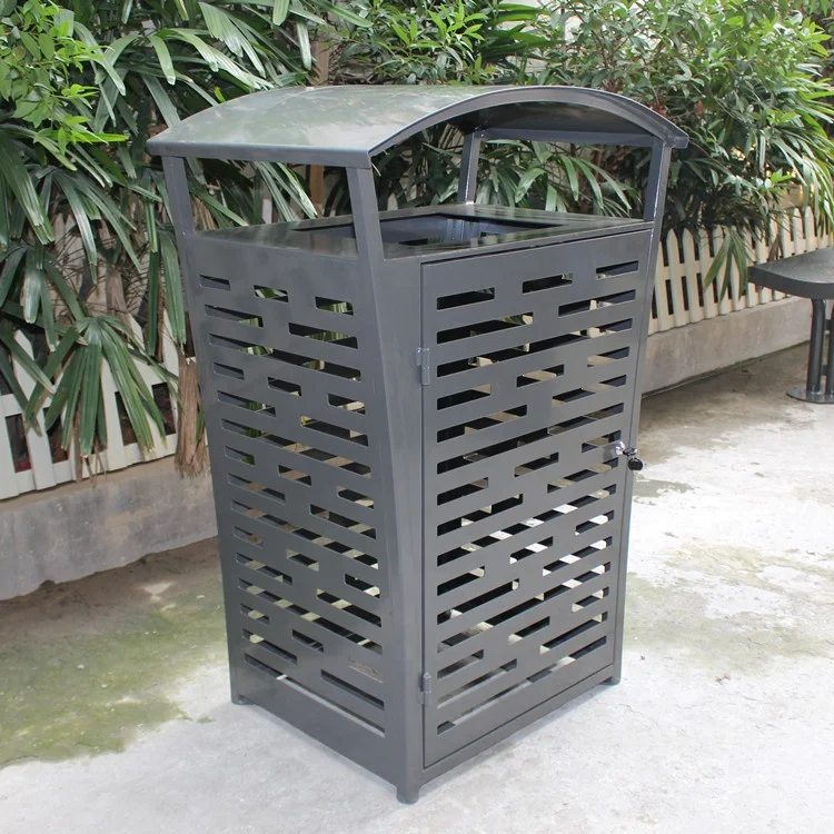 Laser Cut Outdoor Garbage Can Steel Waste Bin
