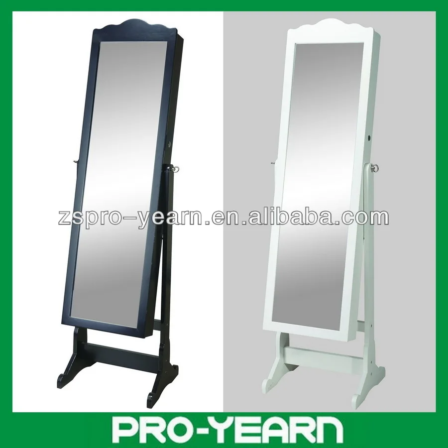 Напольный запираемый шкаф для хранения, Деревянный шкафчик длиной, зеркальный шкаф для ювелирных изделий с дверцей Wavelike и классическим дизайном