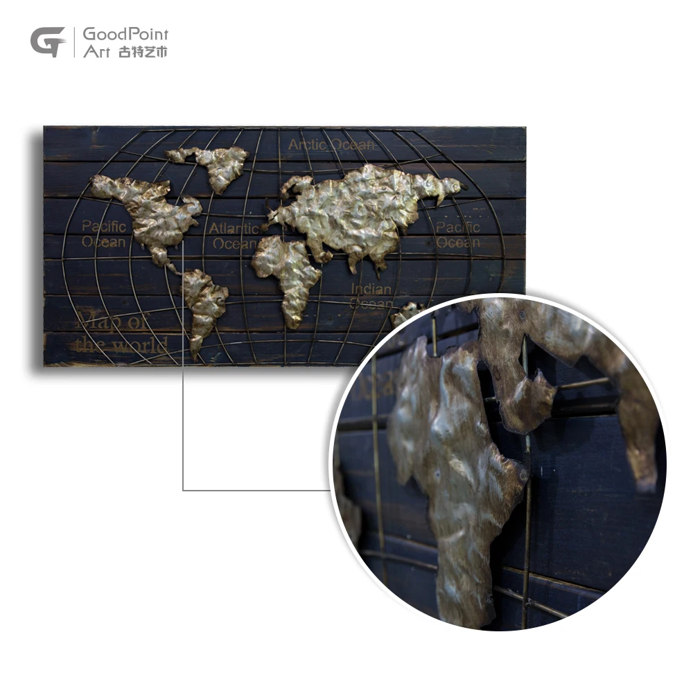 
Fabulos modern decoration rustic metal sculpture world map gift wood wall art 