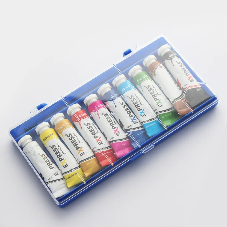 factory direct wholesale 10 color art painting plastic box 10 ml tempera paint