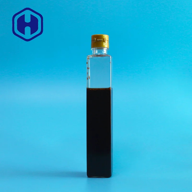 Food grade flip top PET Unique disposable custom square BBQ plastic sushi fish soy sauce coconut oliver essential oil bottle