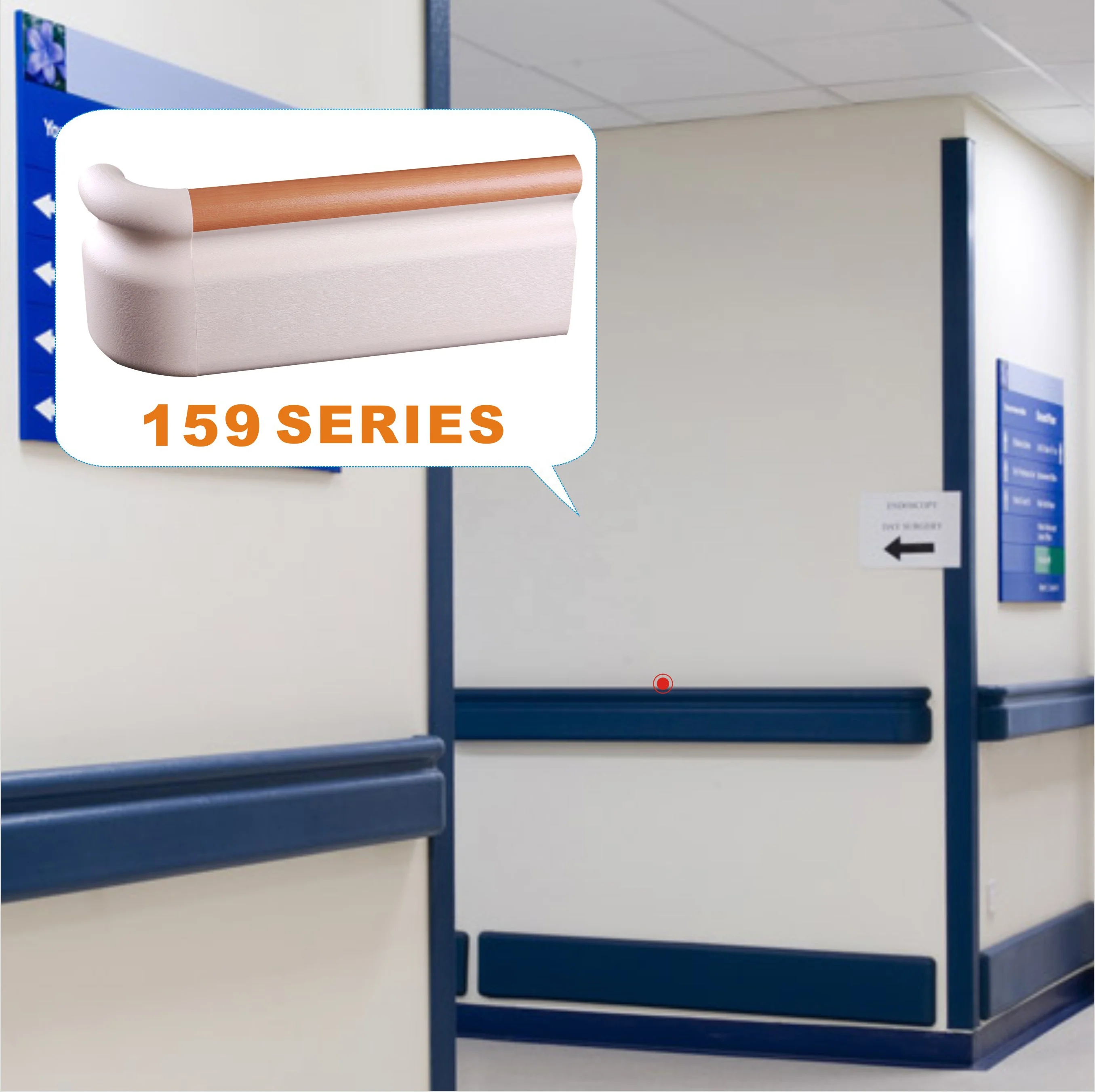 Nursing home corridor bump rails PVC corridor security against the wall railing