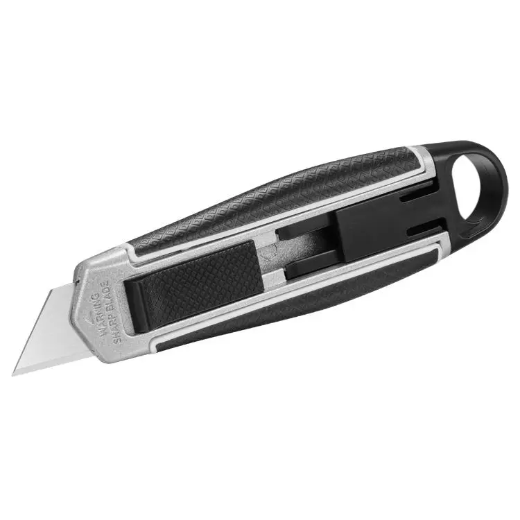 TPR rubber aluminum alloy  auto retractable safety box cutter