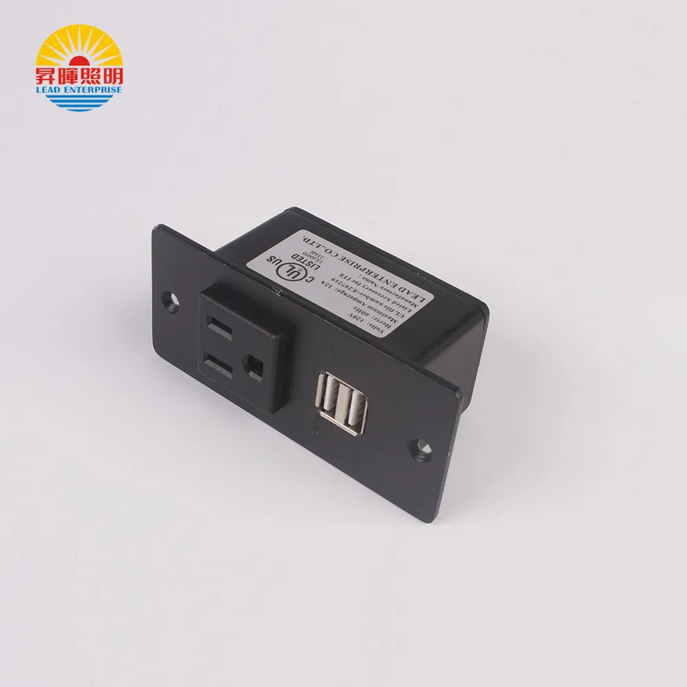 US approved Mini Desk Kitchen Conference Furniture Recessed Power Strip Socket 1 AC US Outlet with 2 USB Ports with