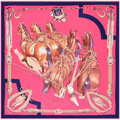 New Design Personalized Horse 130 *130 Printed Twill Silk Scarf