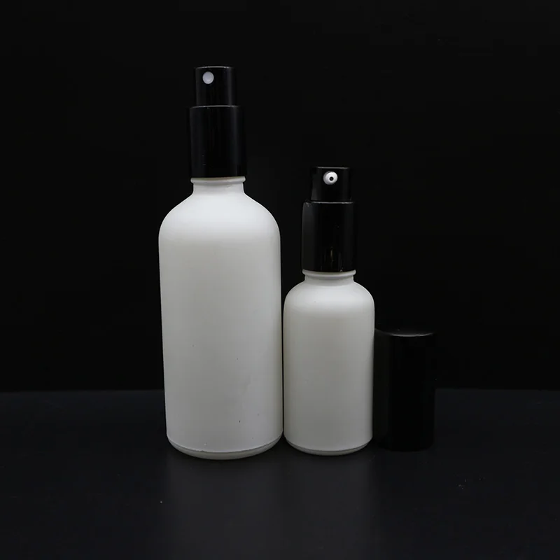 5ml 10ml 15ml 20ml 30ml 50ml 100ml frosted matte white glass perfume bottle with black spray cap