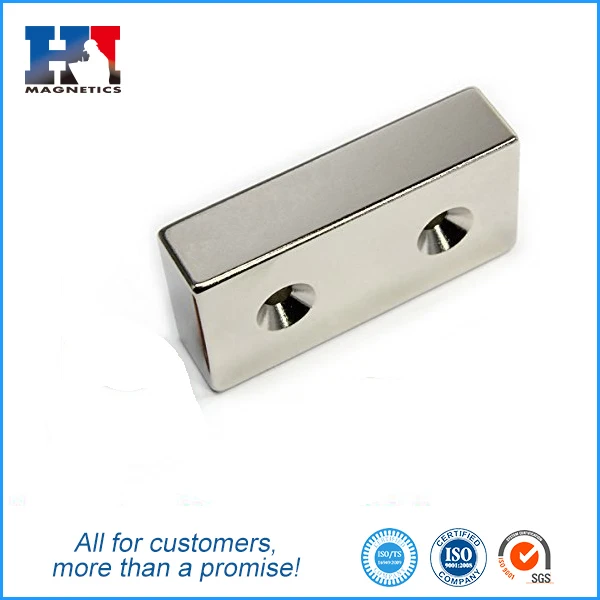 Super Strong 2'x1'x1/2'  Bar Magnets Rare Earth Fitting Screw-On  Neodymium Magnet with Countersink Hole