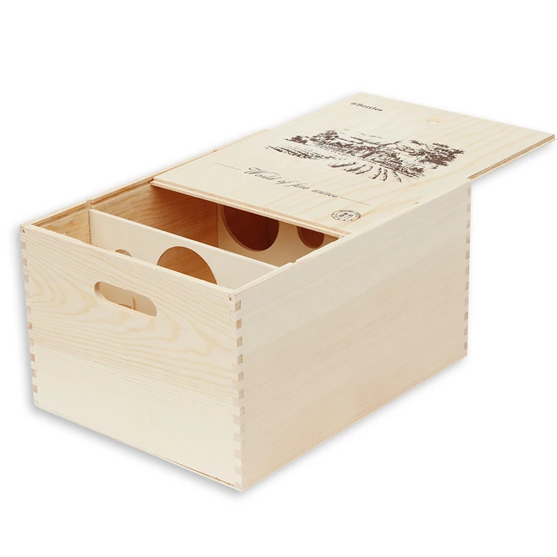 Wholesale high quality custom 6 bottle wooden wine box