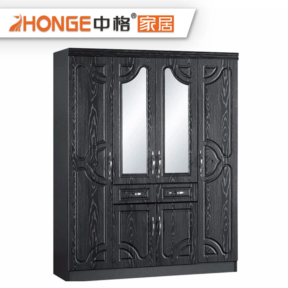 Bedroom modern design PVC cloth closet cabinet wooden 6 doors wardrobe