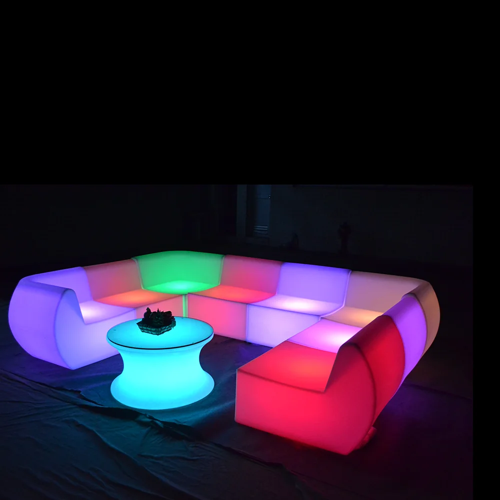illuminated bar lounge hotel sofa chair fashionable luminous led plastic outdoor furniture with 16 colors changing
