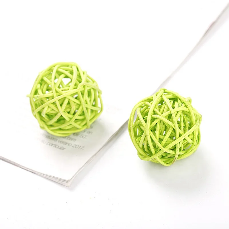 Kitten Puppy Pet Weave Rattan Bamboo Ball Toys Squeaking Interactive Scratch Catch Crazy Cat Toys Vary Colors  Random Color