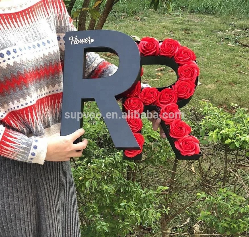 Letter A-Z shaped Customized design high quality paper gift packaging flower boxes