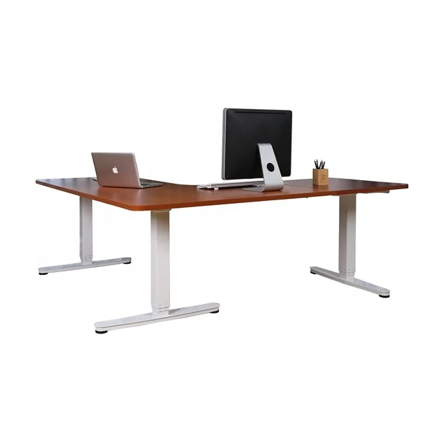 Factory Wholesale Price Office Furniture L Shape Electric Height Adjustable Stand Up Computer Desk