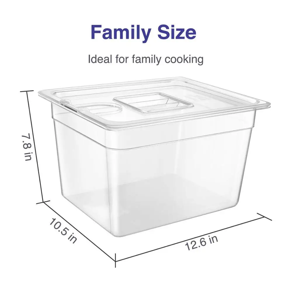 Sea-Maid Perfect-SousVide 3PL1 12 qt.(3 gal.) Polycarbonate Pan with Custom Lid for Circulator Sous Vide
