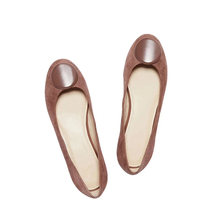 Casual style high-end leather round toe women loafers flat walking style shoes