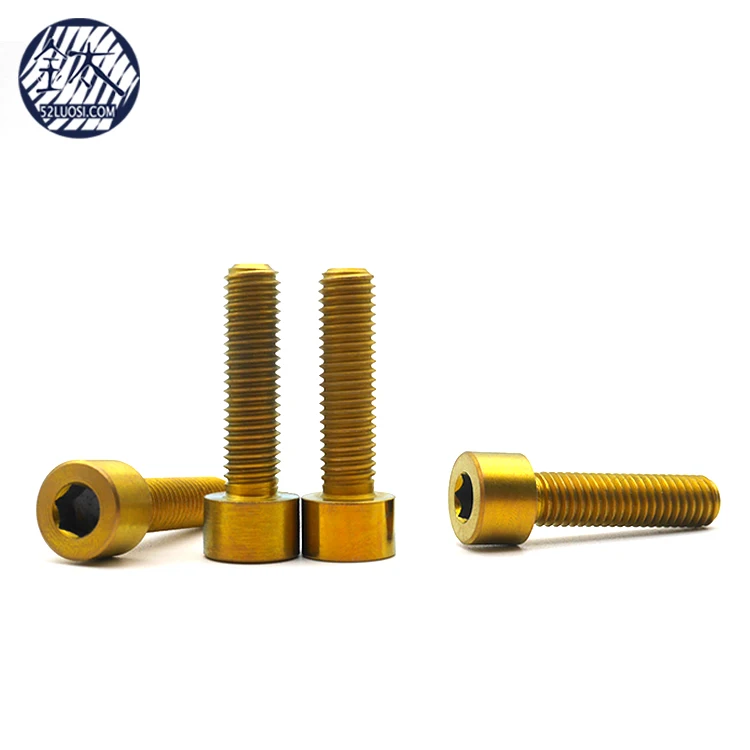Anodized Gold Colored Allen Bolts Hex Socket Head Cap Titanium Alloy Screws M3 M4 M5