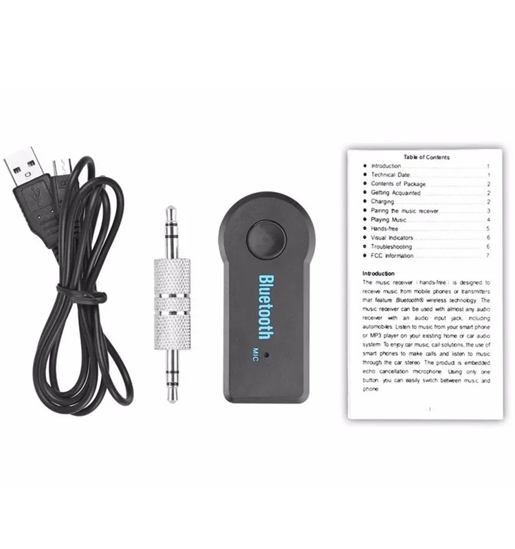 Оптовая Mini USB Автомобильное bluetooth music receiver с стерео выход для смартфонов устройства Bluetooth