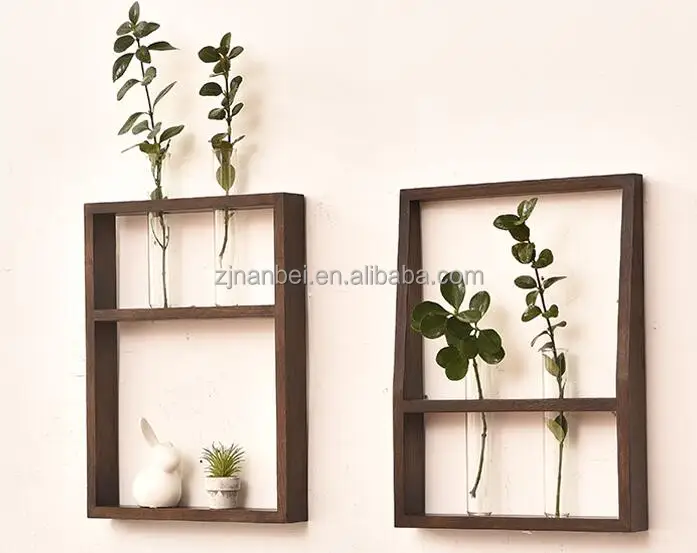 2024 Custom logo wooden flower receptacle hanging wall flower arrangement