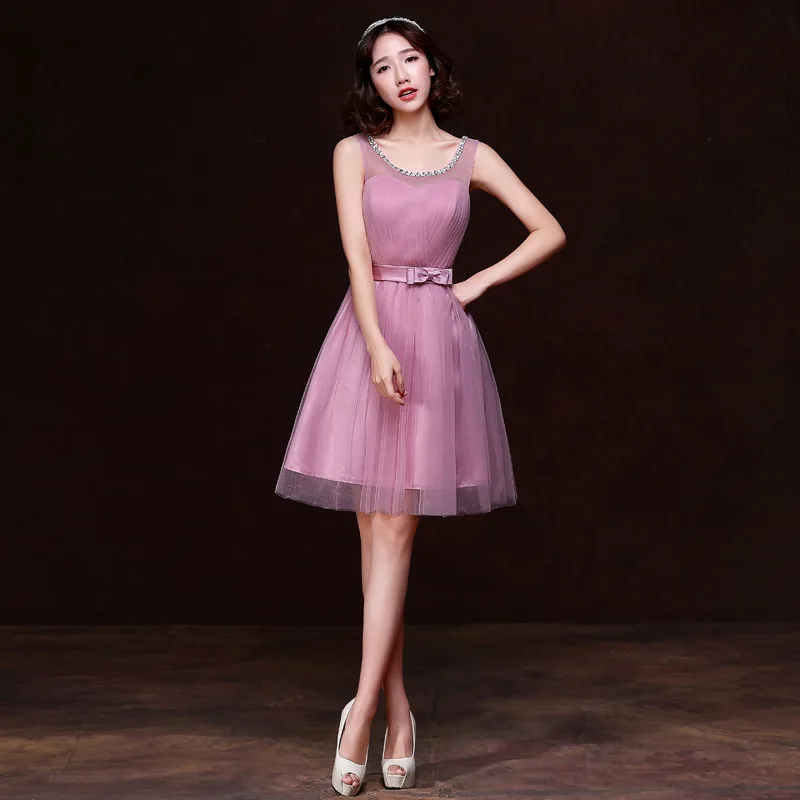 
ZH1105L High quality bridesmaid dress knee length prom dress evening dress for women 