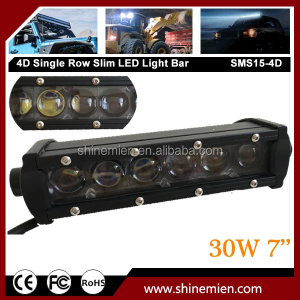Hot Sell New Slim offroad led light bar 7 Inch Single Row Super Slim 30W led light bar with 4D lens