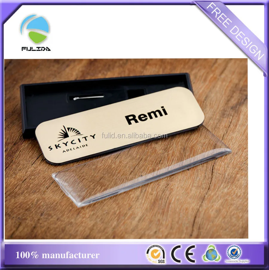 ABS Plastic and Aluminum and Acrylic 3 Layers Material Library Staff Name Tag