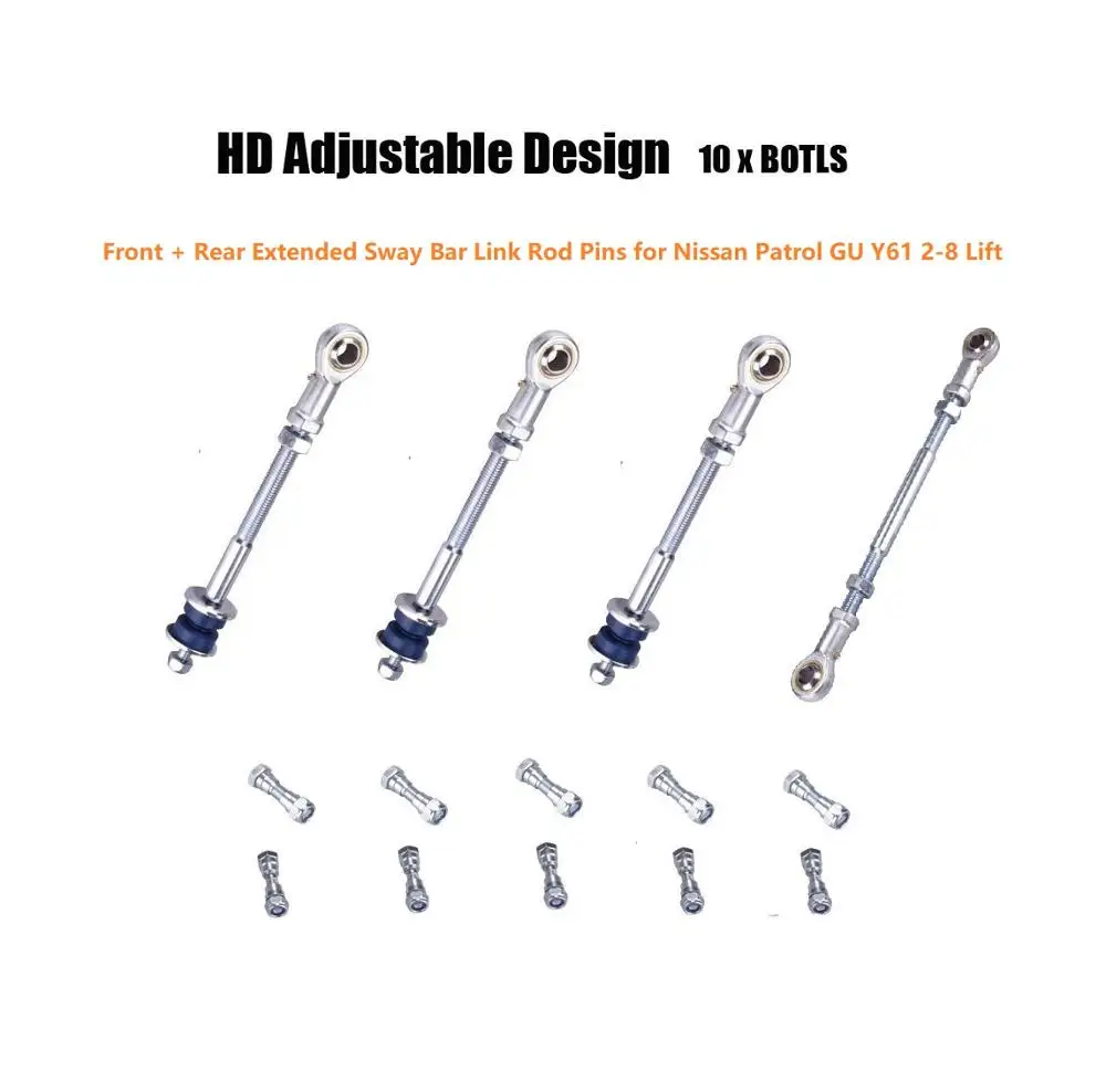 Передние + задние удлиненные тяжелые HD регулируемые штыри, звеньевые штыри для Nissan патруль GU Y61, подъемник 2-8 дюймов 1997-2016