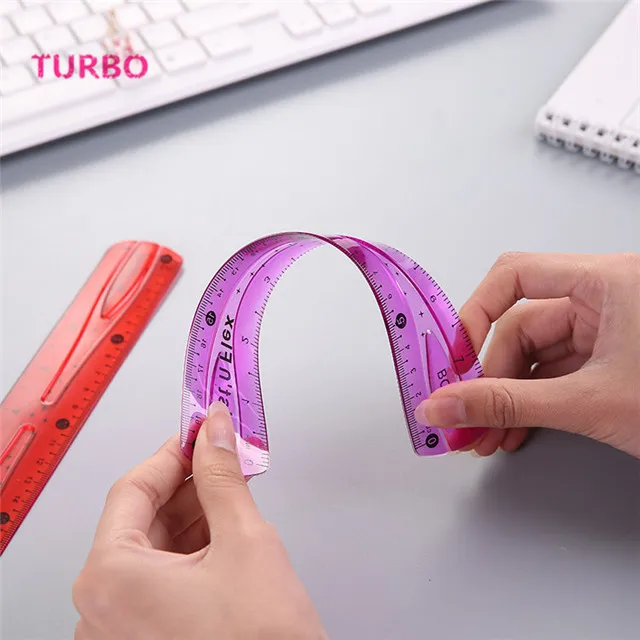 Factory price ODM OEM Office & School Supplies funny stationery Customized logo long straight colorful soft plastic ruler 15cm
