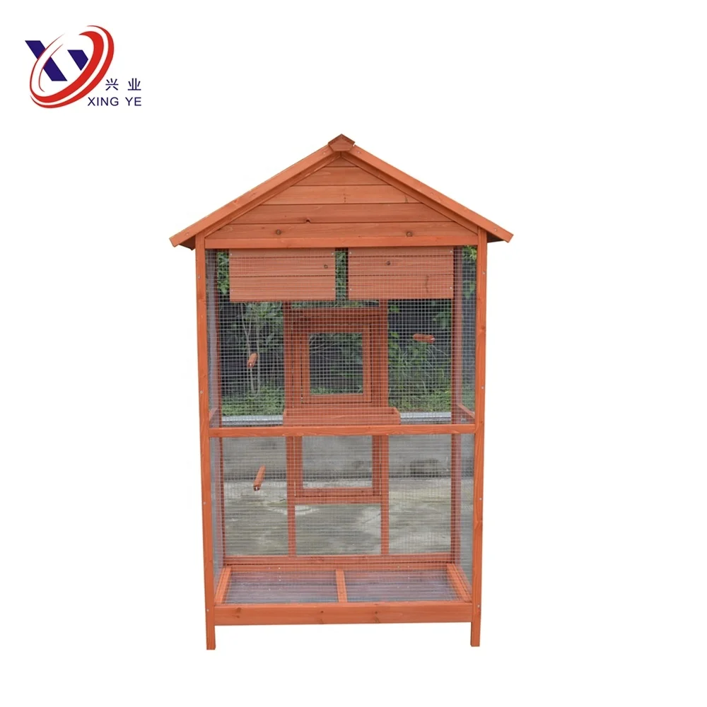 Newest solid fir wood brid cage with 2 nesting box&2 metal tray&3 perches