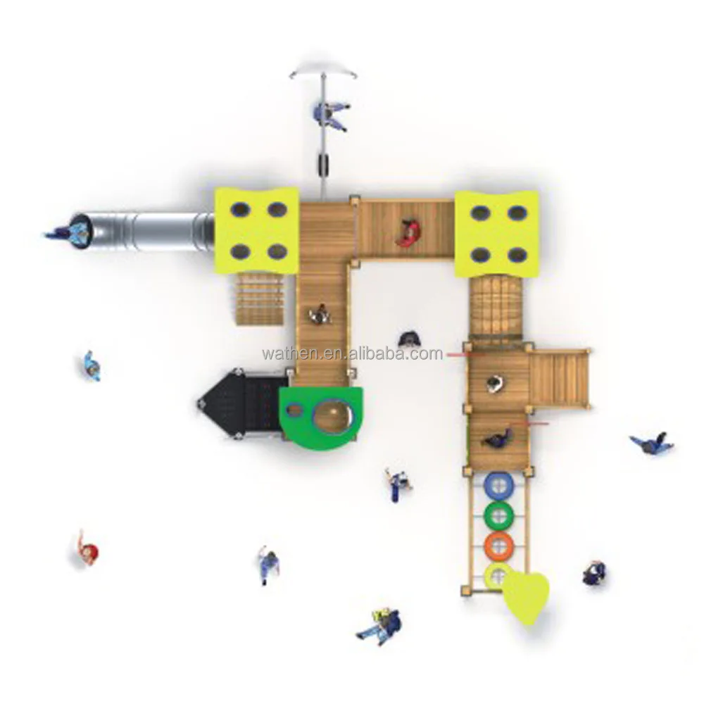 Outdoor Amusement Park Physical Series Play Game With Wooden Playhouse For Children