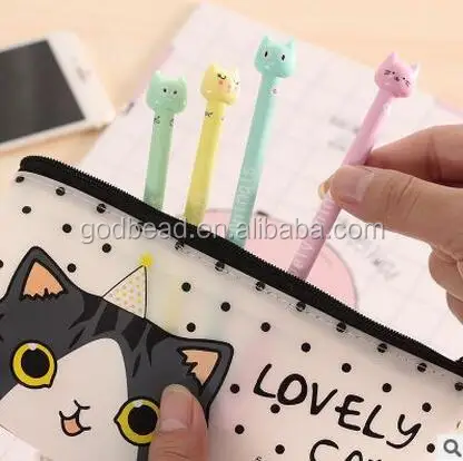 2017 Hot Sale Cute Cartoon Cat Gel Pen Kawaii Stationery Pens Plastic Material Escolar Office School Supplies Papelaria