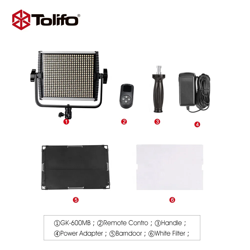 
Wholesale Tolifo GK-600MB CRI95 Portable Fim Shooting Lighting Equipment LED Camera Video Continuous Panel Light 
