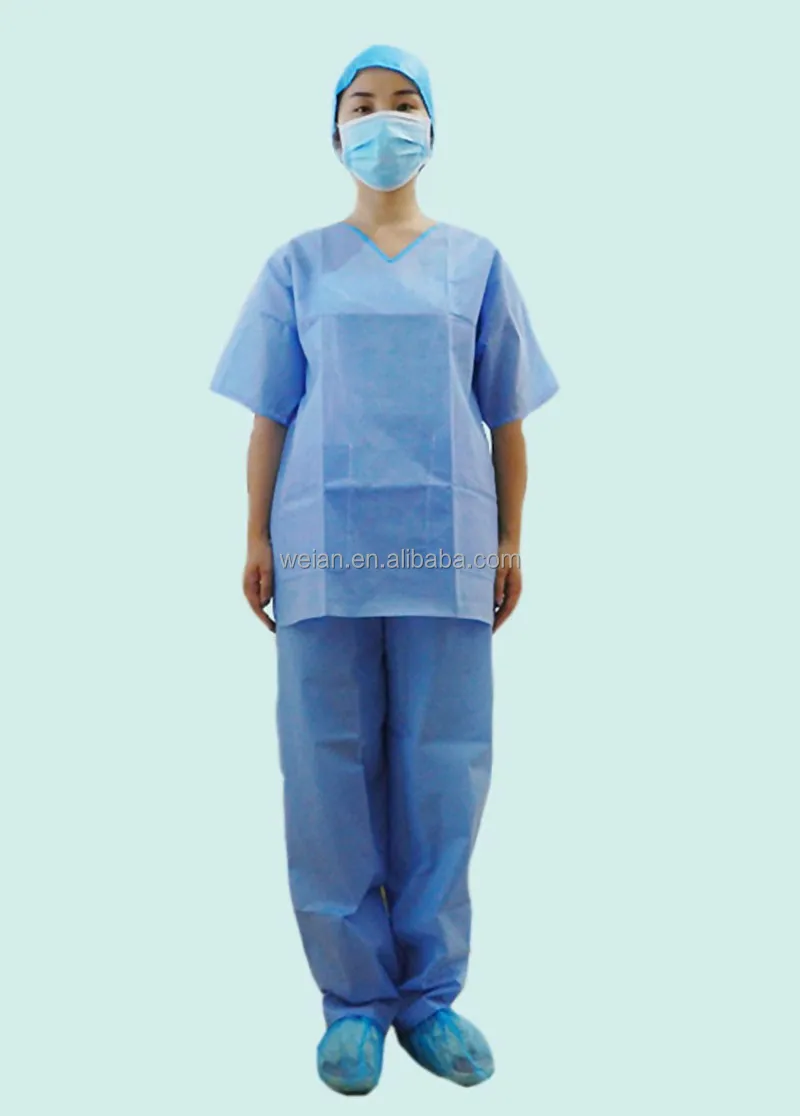 
PP Nonwoven Staff Apparel Disposable Nurses Scrub Suits 