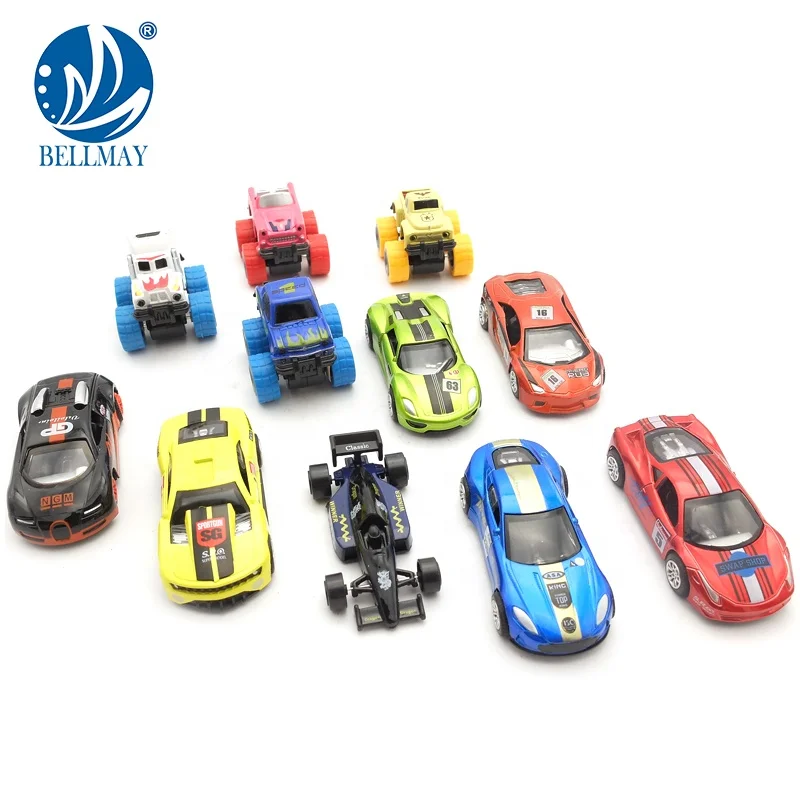 Bemay Toy Hot Selling 11pcs Slide Super Speed Car, Vintage Miniatures Small Metal Free Wheel Car Model Toys for Kids